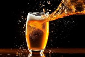 Glas Hintergrund trinken Erfrischung kalt Gradient Bier Alkohol Schaum Spritzen Blase. generativ ai. foto