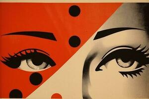 Auge abstrakt Poster retro Kunst Design Illustration rot Kreis Jahrgang. generativ ai. foto
