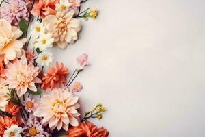 Hochzeit Romantik Blatt Valentinstag Blumen- Blume Rosa Hintergrund Strauß blühen Natur. generativ ai. foto