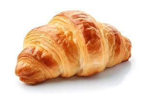 frisch Croissant auf Weiß Hintergrund. Croissant auf Weiß Hintergrund ai generiert foto