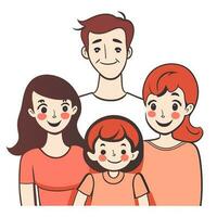 glücklich Familie Vater, Mutter und Kind süß Hand gezeichnet Muster Vektor Illustration Design Linie Zeichnung. foto
