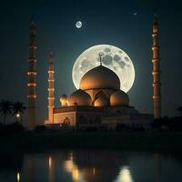 Foto ein zum eid al adha mit ein Moschee und ein Mond