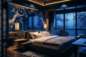 ai generativ Foto von ein elegant und modern Schlafzimmer