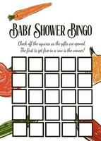 örtlich gewachsen Landwirte Markt thematisch Baby Dusche Bingo Spiel foto