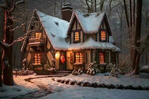 Weihnachten Winter Hintergrund Weihnachten Haus ai generativ foto