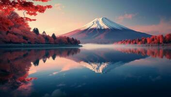 Herbst Jahreszeiten, Berge, und Seen im Japan foto