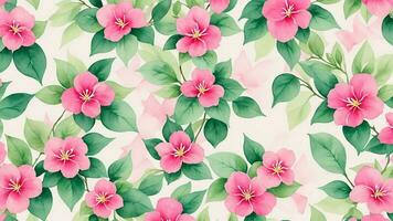 Aquarell schön Rosa Farbe Bougainvillea, Fliese nahtlos wiederholen Muster ai generiert foto