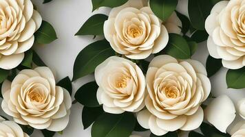 Weiß Rose blühen Blume Fliese nahtlos wiederholen Muster ai generiert foto