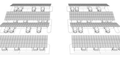 3d Illustration von Solar- Carport foto