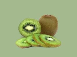 Kiwi Essen Konzept auf Grün Hintergrund foto