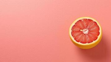 reif Grapefruit Attrappe, Lehrmodell, Simulation und Kopieren Raum mit ein Gradient Hintergrund, generativ ai foto