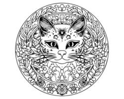 süß Katze Linie Kunst Vektor Illustration foto