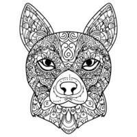 süß Hund Kopf Mandala Färbung Seite Design foto