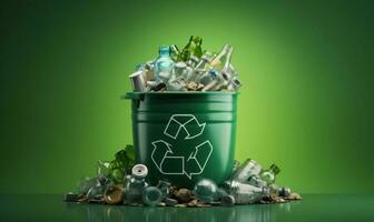 Recycling Konzept, recyceln Zeichen zum ökologisch Null Abfall Lebensstil. generativ ai foto