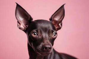 schön Hund Porträt auf Rosa Hintergrund. schließen oben Sicht. generativ ai. foto