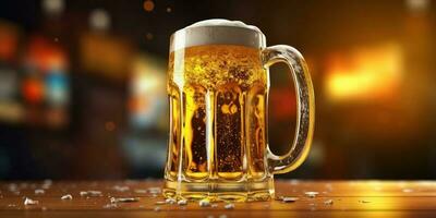 Glas von Bier Hintergrund, International Bier Tag Feier. generativ ai foto