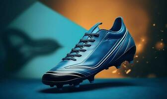 sportlich Schuh zum Fußball Ausbildung, Fußball Schuh Werbung Hintergrund. generativ ai foto