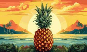 Ananas Hintergrund zum Sozial Medien Werbung, saftig Obst zum gesund Ernährung. generativ ai foto