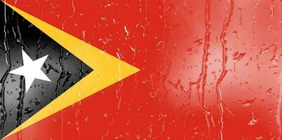 3d Flagge von Osten Timor auf ein Glas foto
