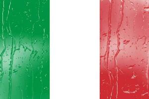 3d Flagge von Italien auf ein Glas foto