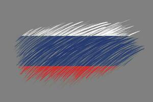 3d Flagge von Russland auf Jahrgang Stil Bürste Hintergrund. foto