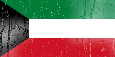 3d Flagge von Kuwait auf ein Glas foto