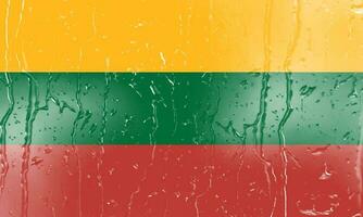 3d Flagge von Litauen auf ein Glas foto