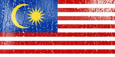 3d Flagge von Malaysia auf ein Glas mit Wasser fallen Hintergrund. foto