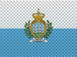 3d Flagge von san Marino auf ein Metall Mauer Hintergrund. foto
