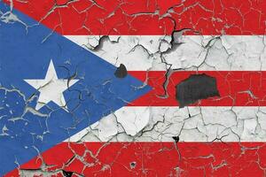 3d Flagge von puerto rico auf ein alt Stein Mauer Hintergrund. foto