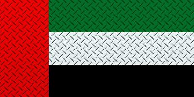 3d Flagge von vereinigt arabisch Emirate auf ein Metall Mauer Hintergrund. foto