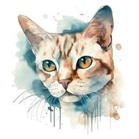 Aquarell Porträt von ein Katze. skizzieren Stil Illustration. zum Erstellen Poster, Aufkleber, Postkarten, Drucke, Sublimationen. ai generiert foto