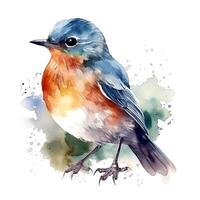 Aquarell Illustration von ein Vogel. einfach, Wald, süß Vogel, Spatz. zum Erstellen Poster, Aufkleber, Postkarten, Drucke, Sublimationen. ai generiert foto