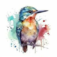 Aquarell Illustration von ein Vogel. einfach, Wald, süß Vogel, Spatz. zum Erstellen Poster, Aufkleber, Postkarten, Drucke, Sublimationen. ai generiert foto