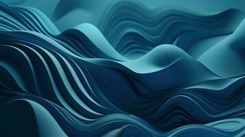 ein Blau wellig glänzend abstrakt Hintergrund. generativ ai foto