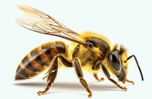 Biene ein schön und glänzend Gelb Biene im ein dynamisch Porträt Pose generativ ai foto