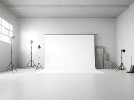Innere von ein Fotografie Studio mit ein leer Hintergrund foto