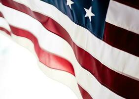 amerikanisch Flagge Welle schließen oben zum Denkmal Tag oder 4 .. von Juli erstellt mit generativ ai Technologie. foto