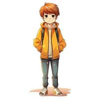Anime Junge Charakter mit ein Jacke, generiert durch ai foto