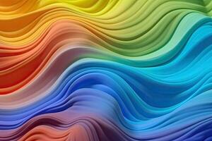 Flüssigkeit Regenbogen wellig Plastik Textur. Falten Silikon Blatt. generativ ai foto