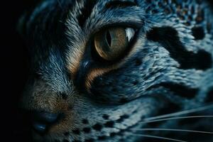 faszinierend Blau Auge von ein Katze oder Reptil im filmisch Schuss zum Plakate und Netz. generativ ai foto