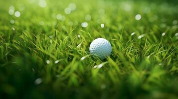 Golf Ball auf das Grün natürlich Gras. foto