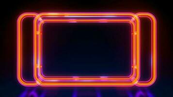 Neon- Rahmen Zeichen im das gestalten von ein Rechteck. Hintergrund und Hintergrund Illustration. ai generiert foto