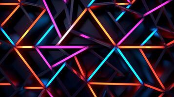 abstrakt geometrisch Hintergrund Neon- Licht . ai generiert foto