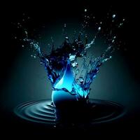 Spritzen , frisch fallen im Wasser Blau transparent Licht, foto