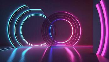 3d Rendern Neon- Linien im Rosa und Blau bunt foto