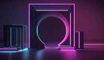 3d Rendern Neon- Linien im Rosa und Blau bunt foto