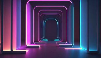 3d Rendern Neon- Linien im Rosa und Blau bunt foto