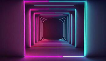 3d Rendern Neon- Linien im Rosa und Blau bunt foto