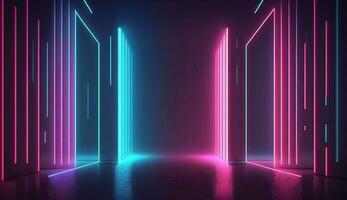 3d Rendern Neon- Linien im Rosa und Blau bunt foto